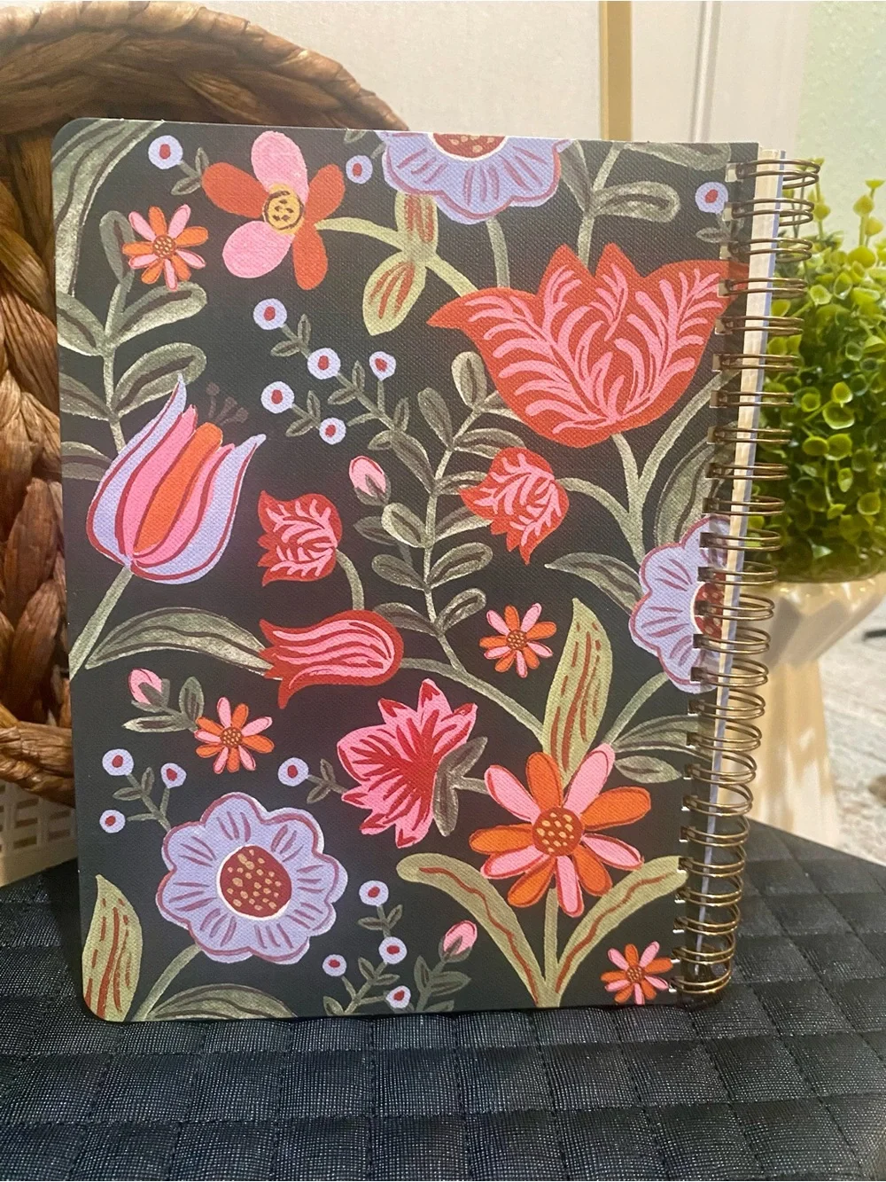 Rifle Paper Co. Floral Spiral Notebook in Dark Green, Red, Pink, Lavender